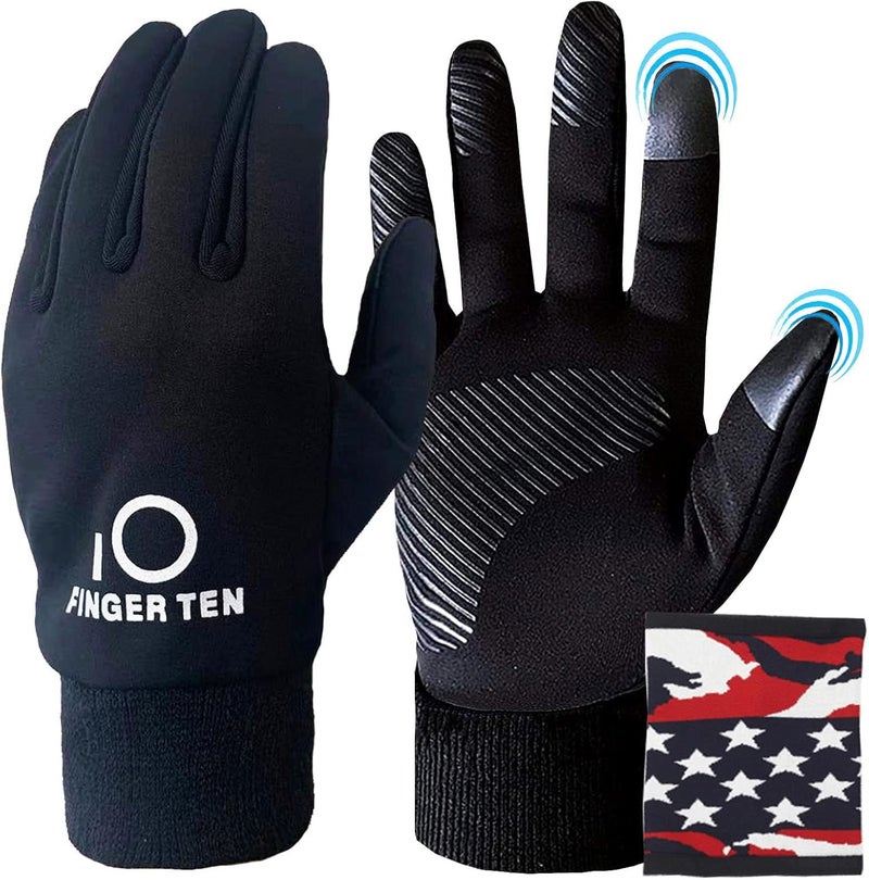 FINGER TEN Kids Winter Gloves Waterproof with Neck Warmer Boys Girls Touchscreen for Cold Weather Outdoor Sports (Black, Small) - Image 1
